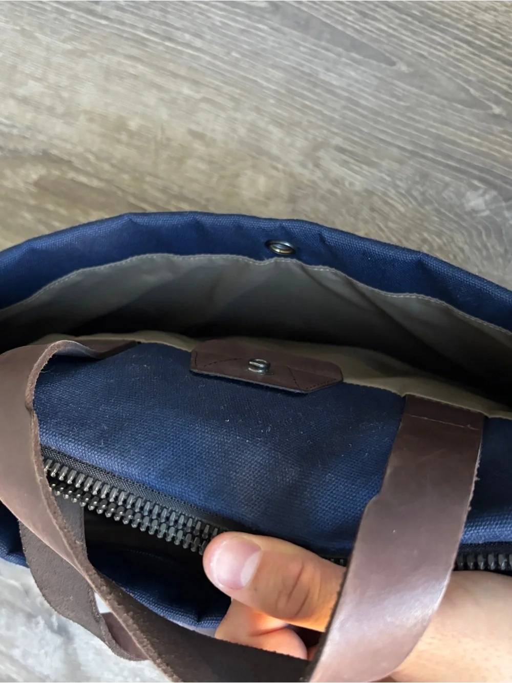 Bellroy 15in Navy and Brown Canvas Laptop Bag with Adjustable Strap